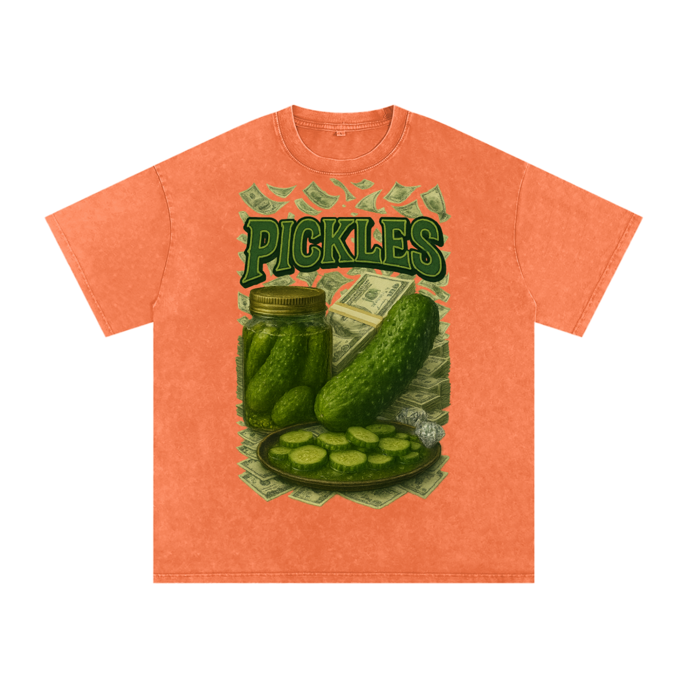 Pickles Rule Snow Washed Oversized Cotton T-Shirt