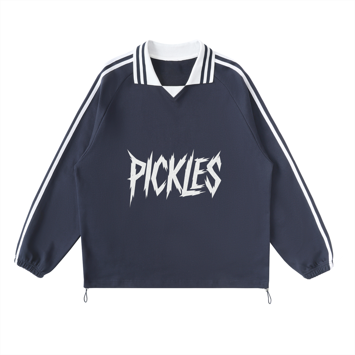 Pickles Contrast Striped Lapel Collar Sweatshirt