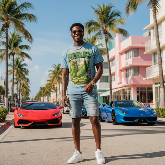 Pickles Rule Snow Washed Oversized Cotton T-Shirt