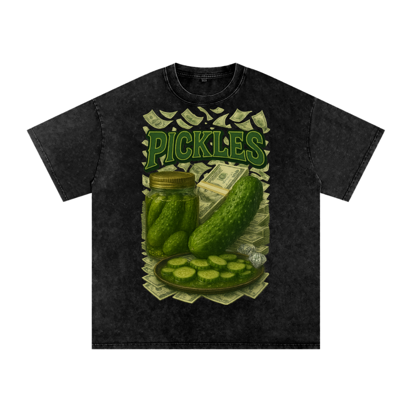 Pickles Rule Snow Washed Oversized Cotton T-Shirt