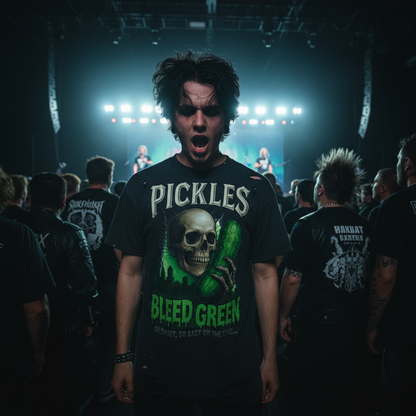 Bleed Green Skull Snow Washed Raw-Hem T-Shirt