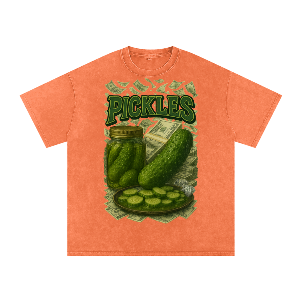 Pickles Rule Snow Washed Oversized Cotton T-Shirt