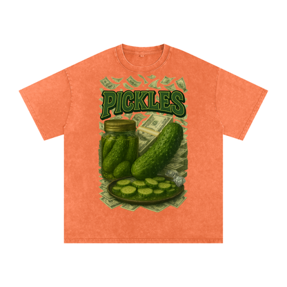 Pickles Rule Snow Washed Oversized Cotton T-Shirt