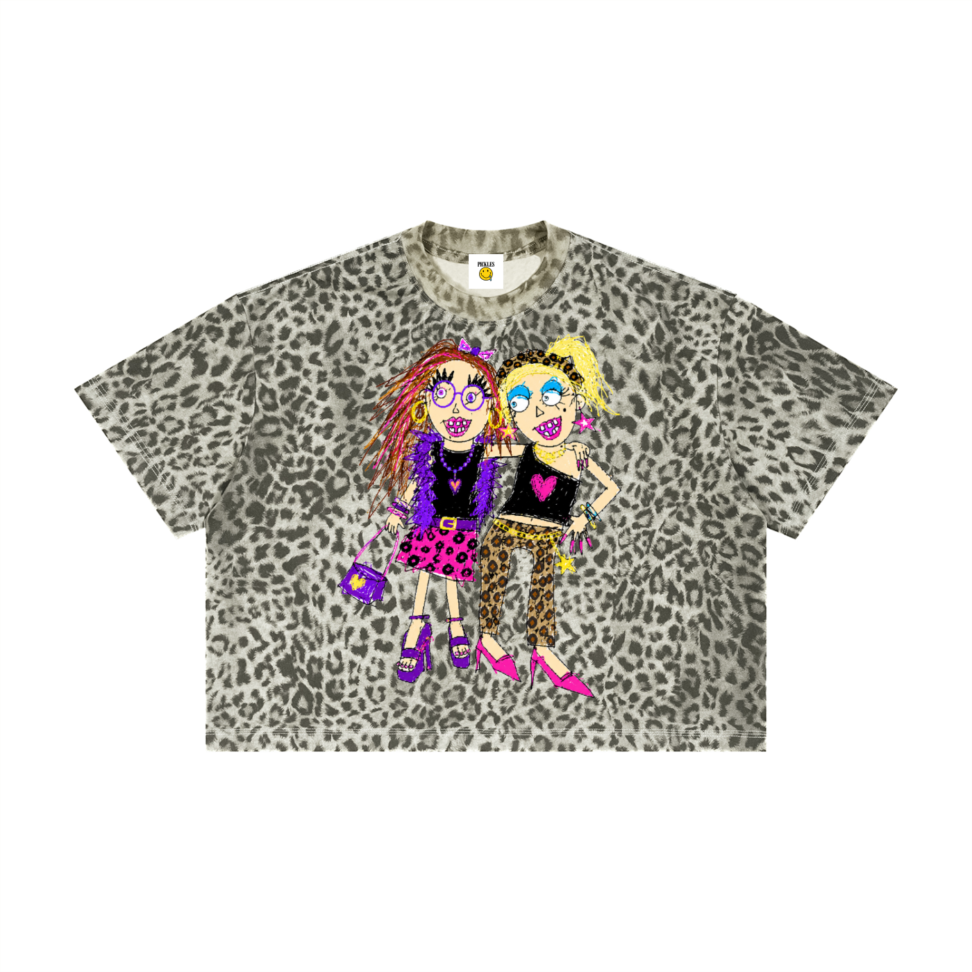 Besties Unisex Leopard Print Boxy T-Shirt