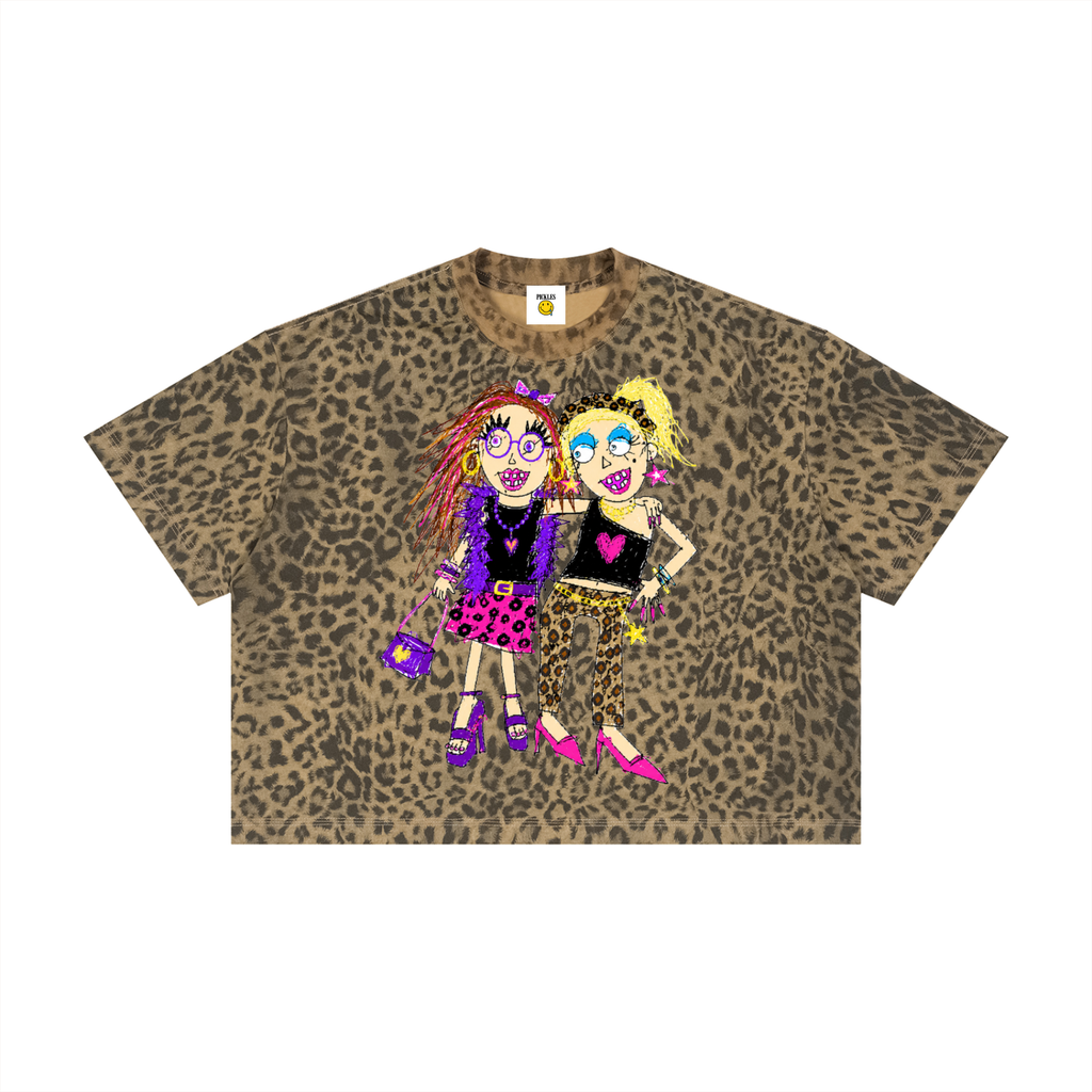Besties Unisex Leopard Print Boxy T-Shirt