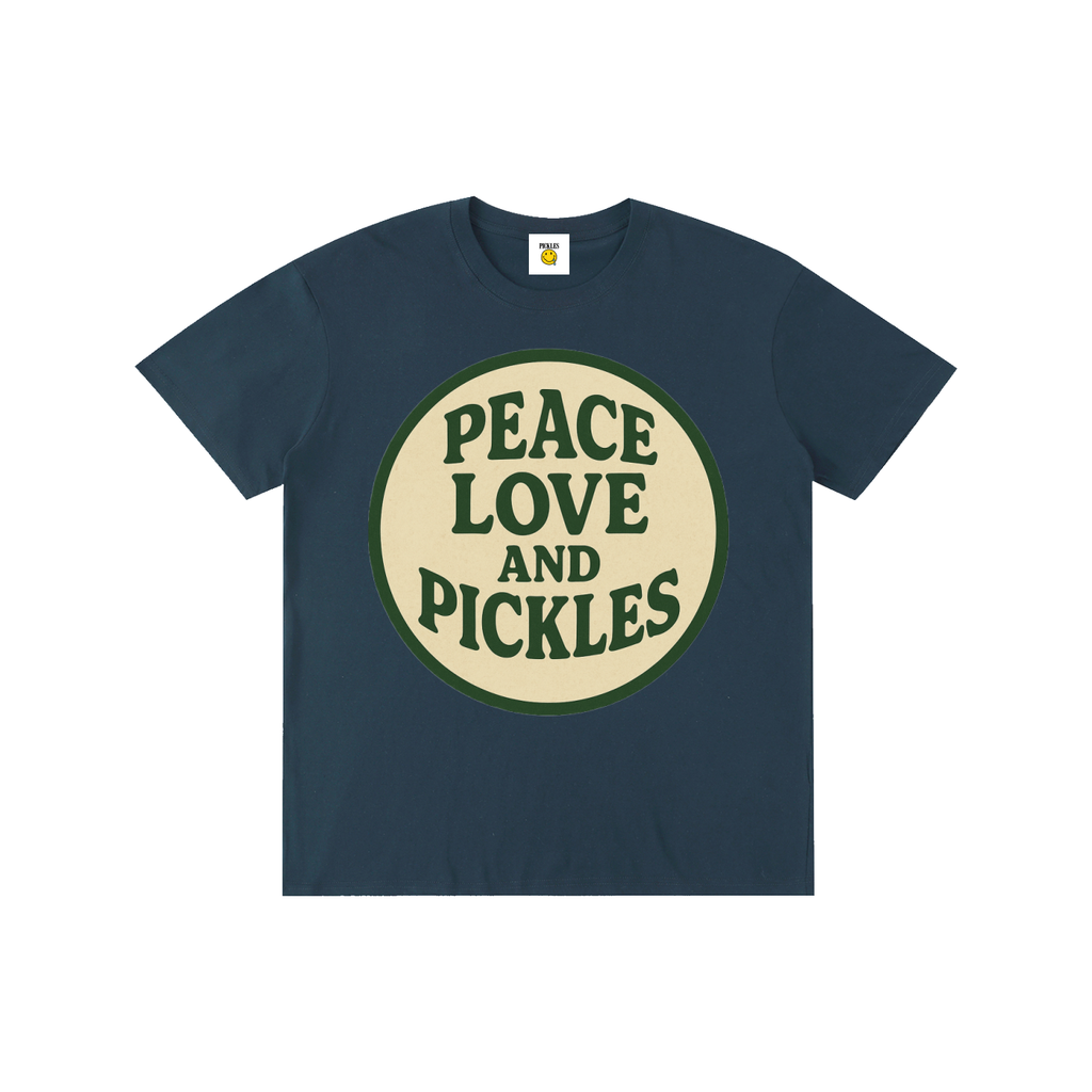 Peace Love and Pickles Pure Cotton Tee in Size Up,Runs Small | fun pickle design | Pickles Apparel