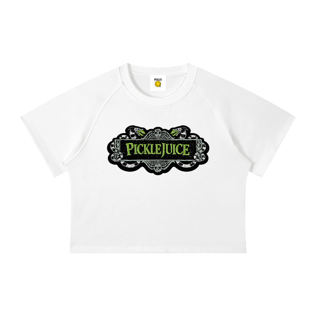 Pickle Juice Women's Mineral Wash Raglan Crop T-Shirt