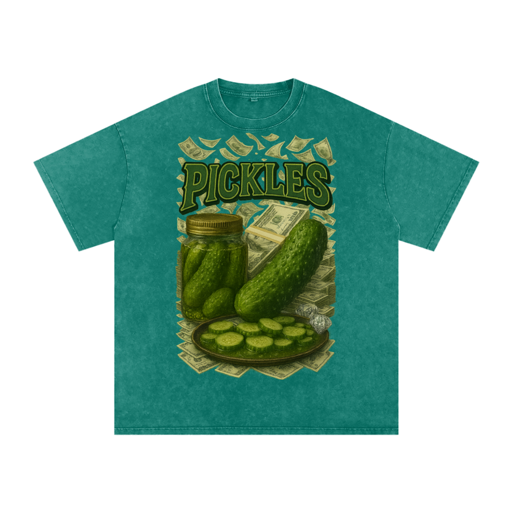 Pickles Rule Snow Washed Oversized Cotton T-Shirt