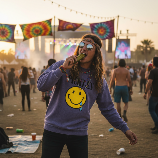 Pickles "make me feel" on Acid Wash Oversize Long Sleeve T-Shirt