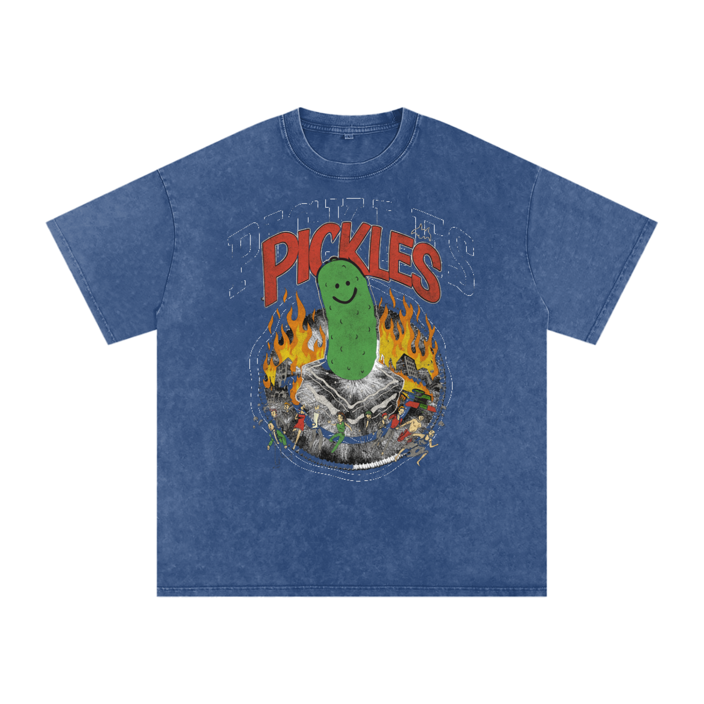 Pickles Take Over Snow Washed Oversized Cotton T-Shirt