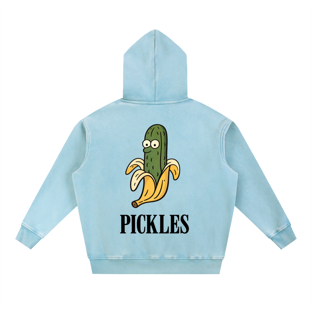 PickledBanana Snow Wash Fleece Oversized Hoodie | boxy fit streetwear | Pickles Apparel
