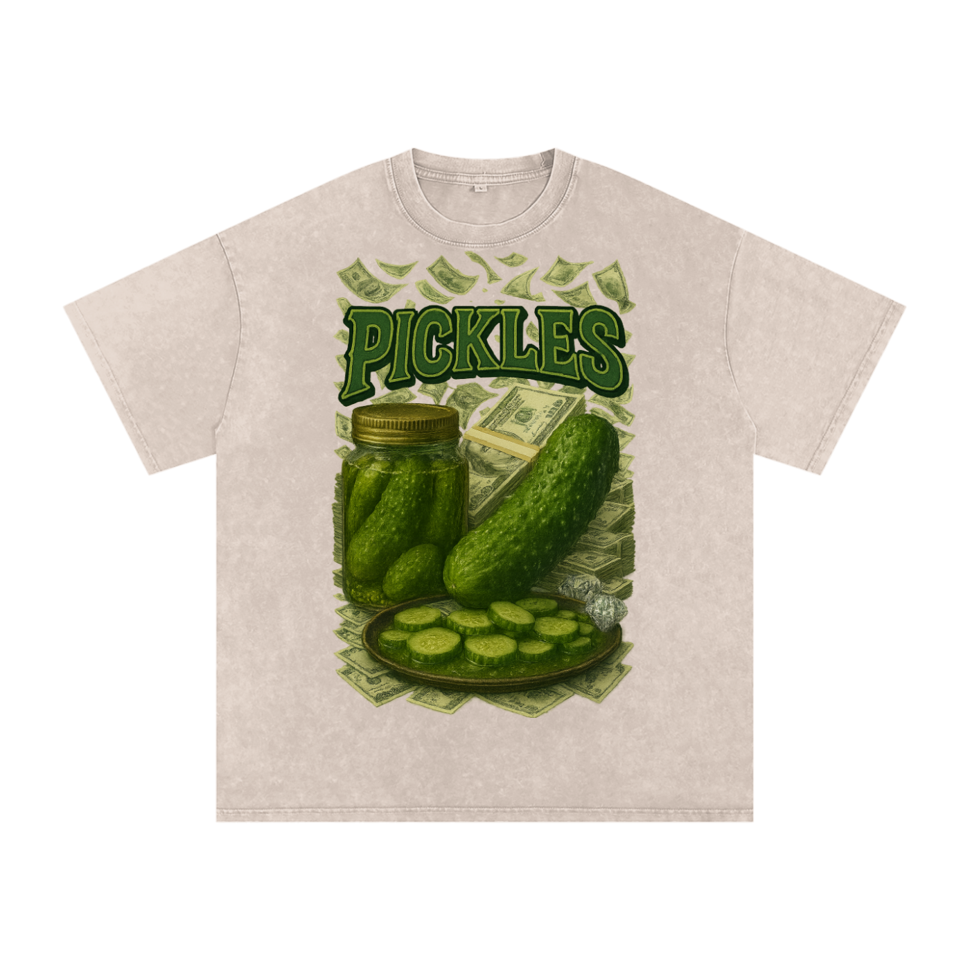 Pickles Rule Snow Washed Oversized Cotton T-Shirt
