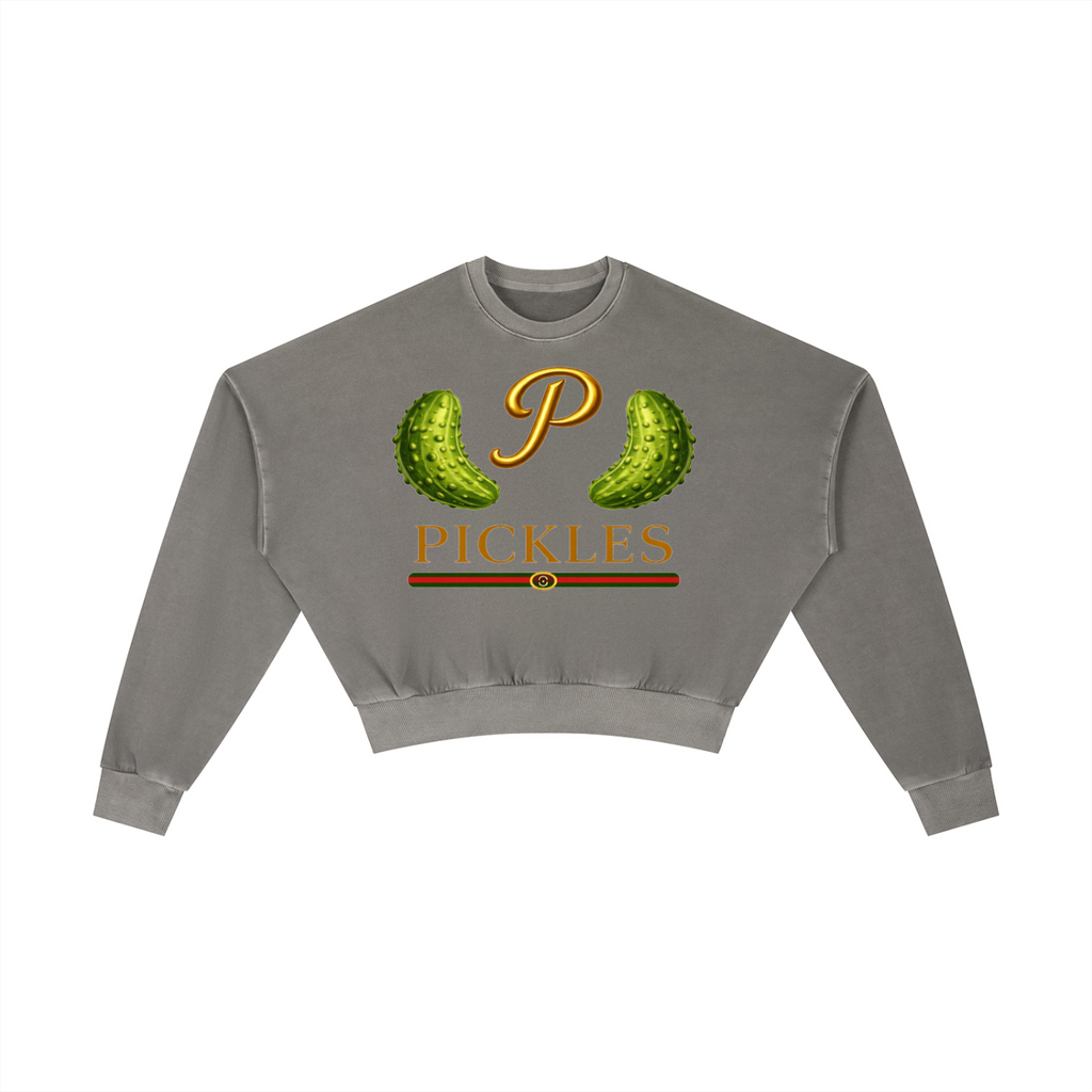 Magnificent Pickles Vintage Washed Cropped Sweatshirt
