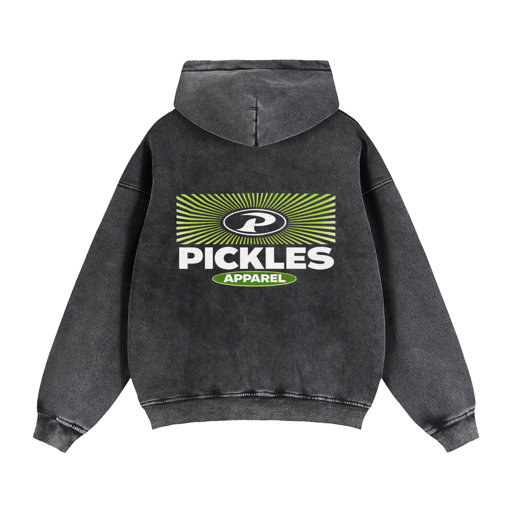 Retro P Zip-Through Boxy Fleece Hoodie | vintage lifestyle | Pickles Apparel