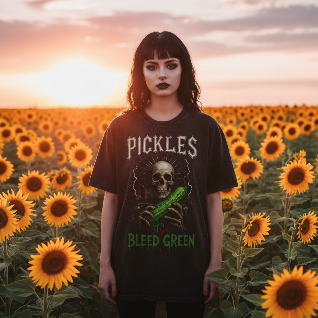 Skulls & Pickles Snow-Washed T-Shirt, alternate view 2