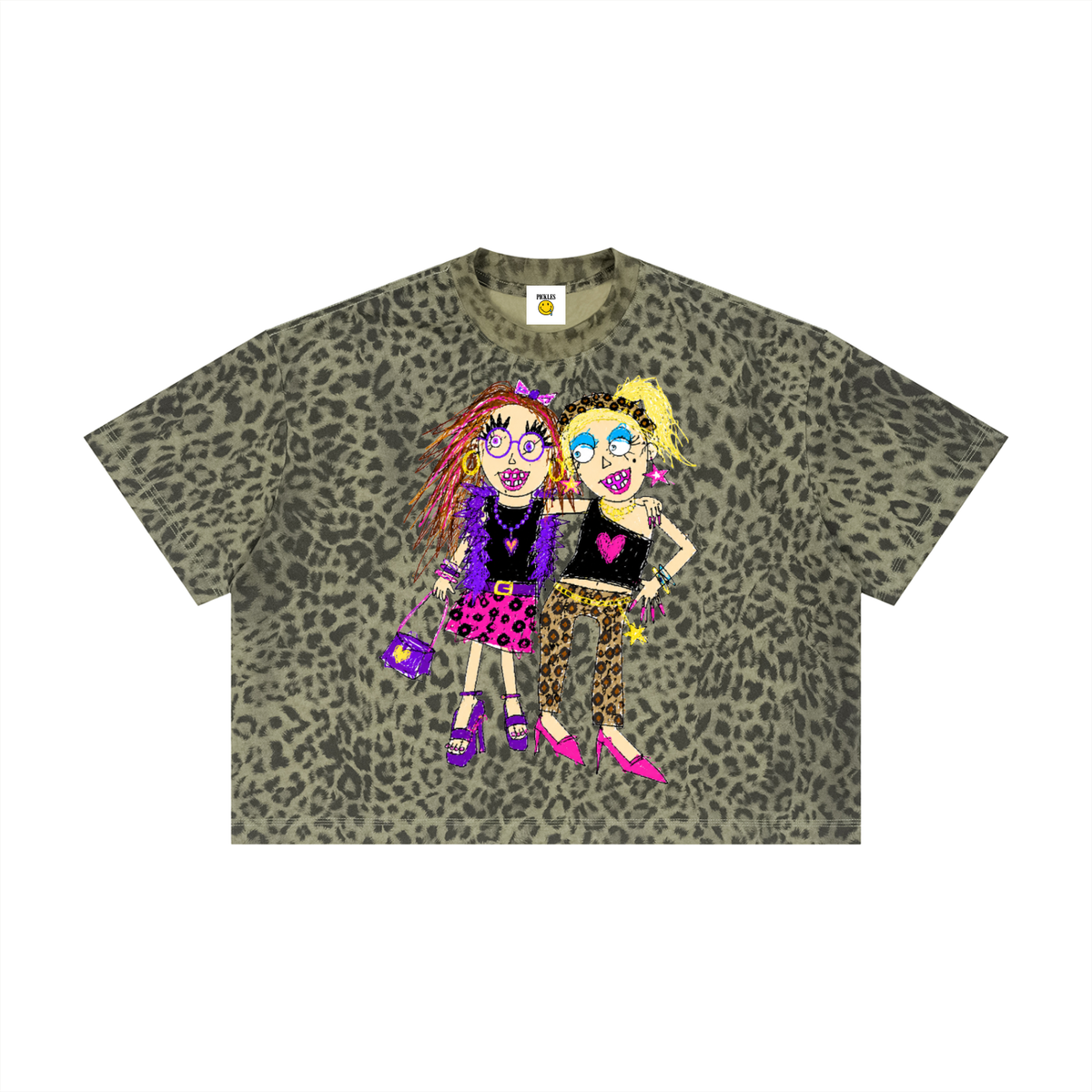 Besties Leopard Print Pickle T-Shirt, alternate view 2