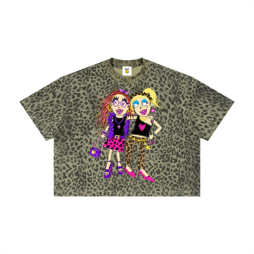 Besties Unisex Leopard Print Boxy T-Shirt