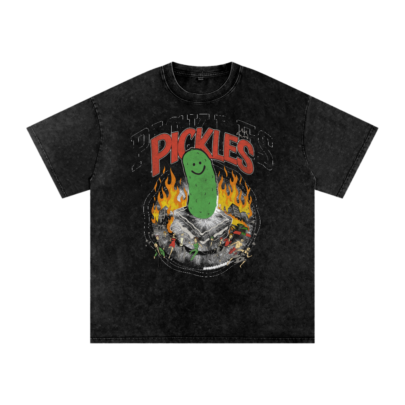 Pickles Take Over Snow Washed Oversized Cotton T-Shirt