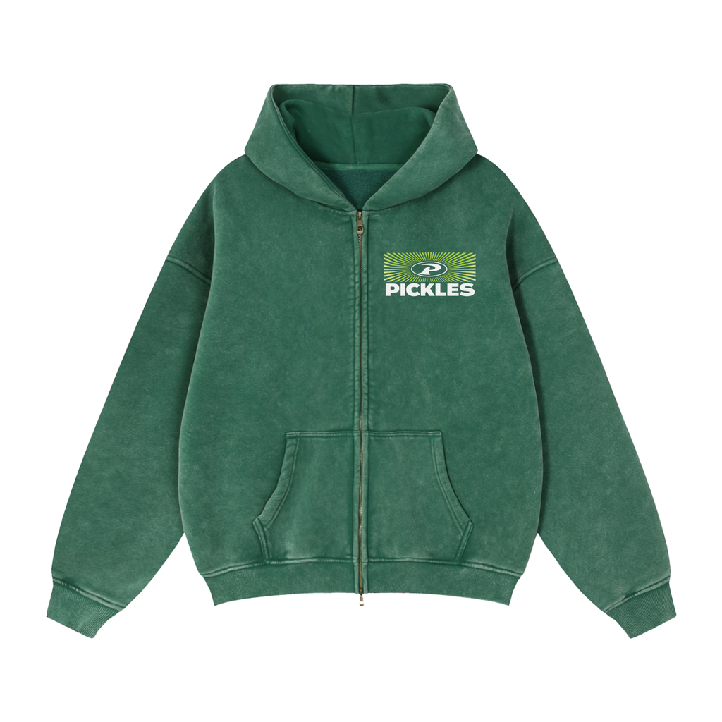 Retro P Zip-Through Boxy Fleece Hoodie | heritage lifestyle | Pickles Apparel