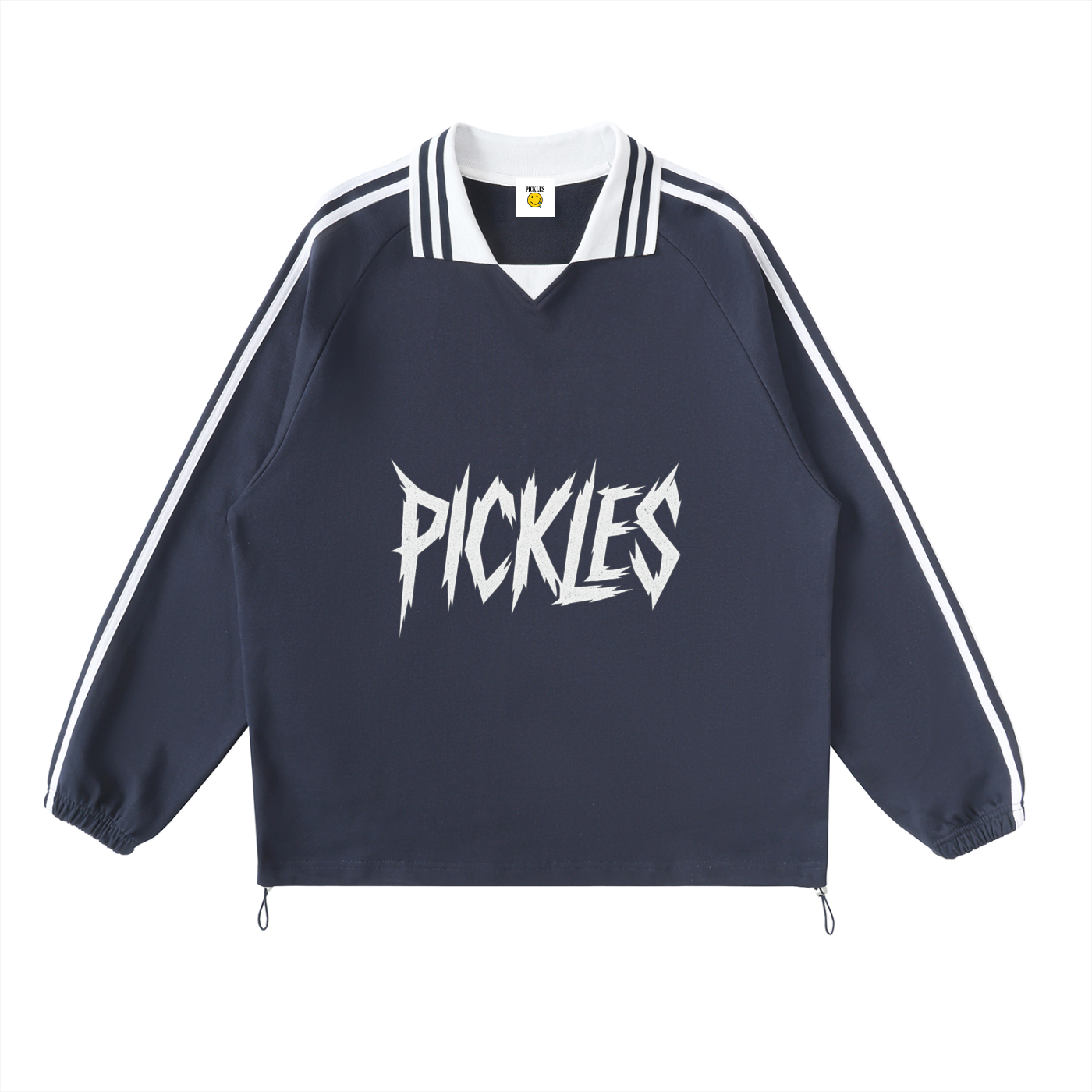 Pickles Contrast Striped Lapel Collar Sweatshirt