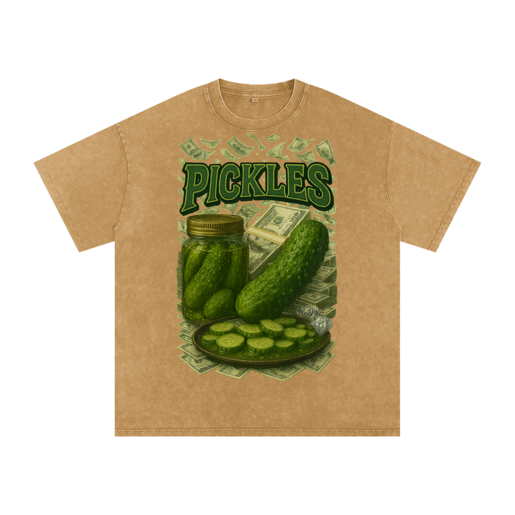 Pickles Rule Snow Washed Oversized Cotton T-Shirt