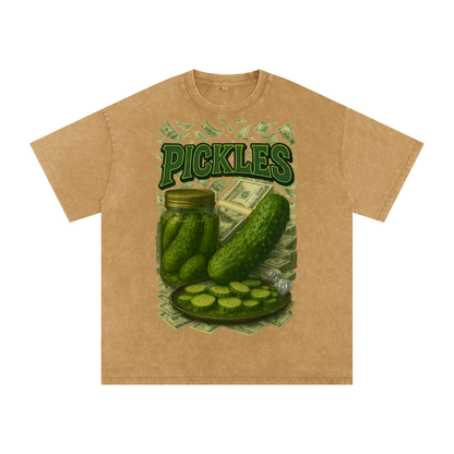 Pickles Rule Snow Washed Oversized Cotton T-Shirt