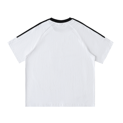 Contrast Tape Crewneck Cotton T-Shirt