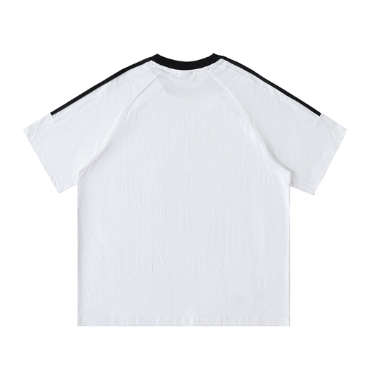 Contrast Tape Crewneck Cotton T-Shirt