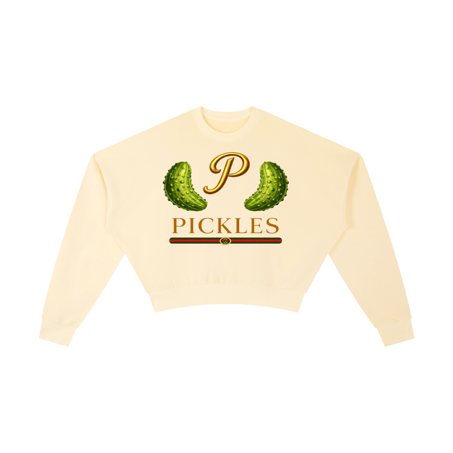 Magnificent Pickles Vintage-Wash Cropped Sweatshirt