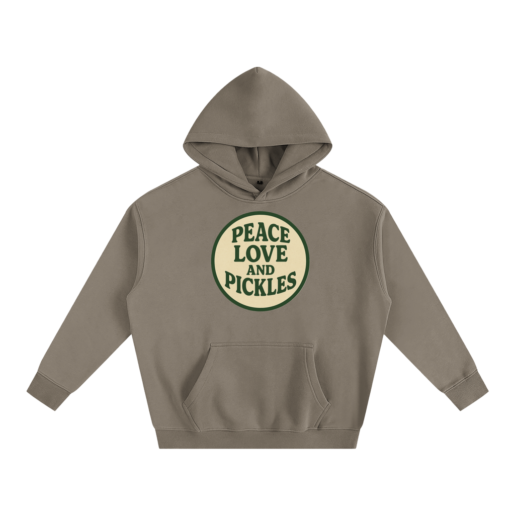 Peace Love and Pickles Oversized Fleece Hoodie | boxy fit streetwear | Pickles Apparel