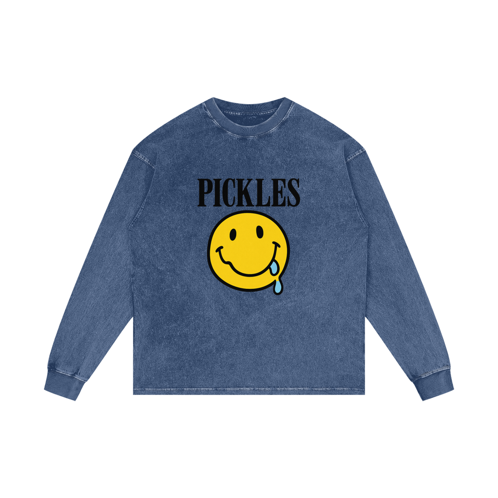 Pickles "make me feel" on Acid Wash Oversize Long Sleeve T-Shirt