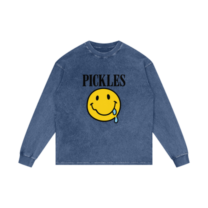 Pickles "make me feel" on Acid Wash Oversize Long Sleeve T-Shirt