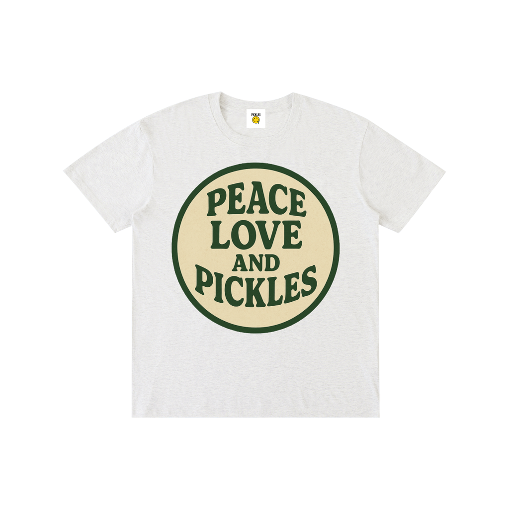 Peace Love and Pickles Pure Cotton Tee in Size Up,Runs Small | giftable pickle wear | Pickles Apparel