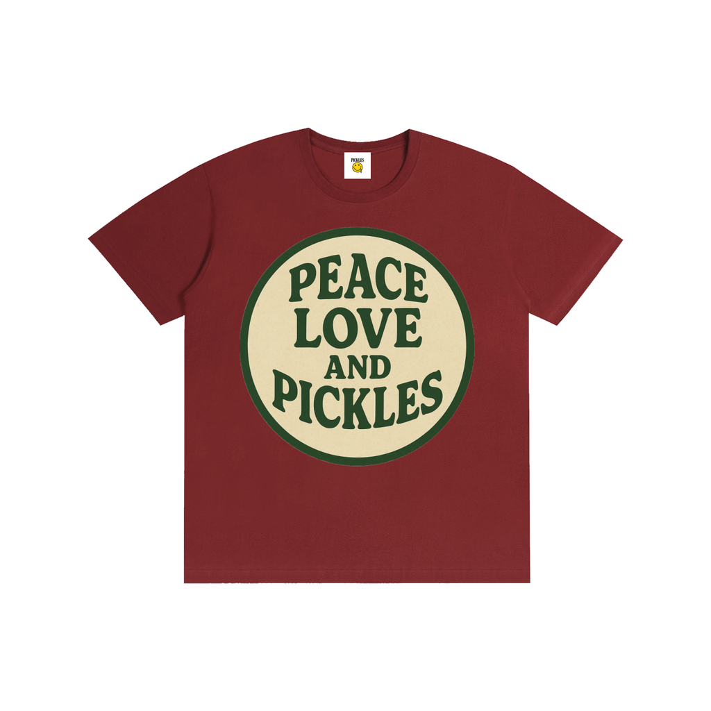 Peace Love and Pickles Pure Cotton Tee in Size Up,Runs Small | giftable pickle wear | Pickles Apparel