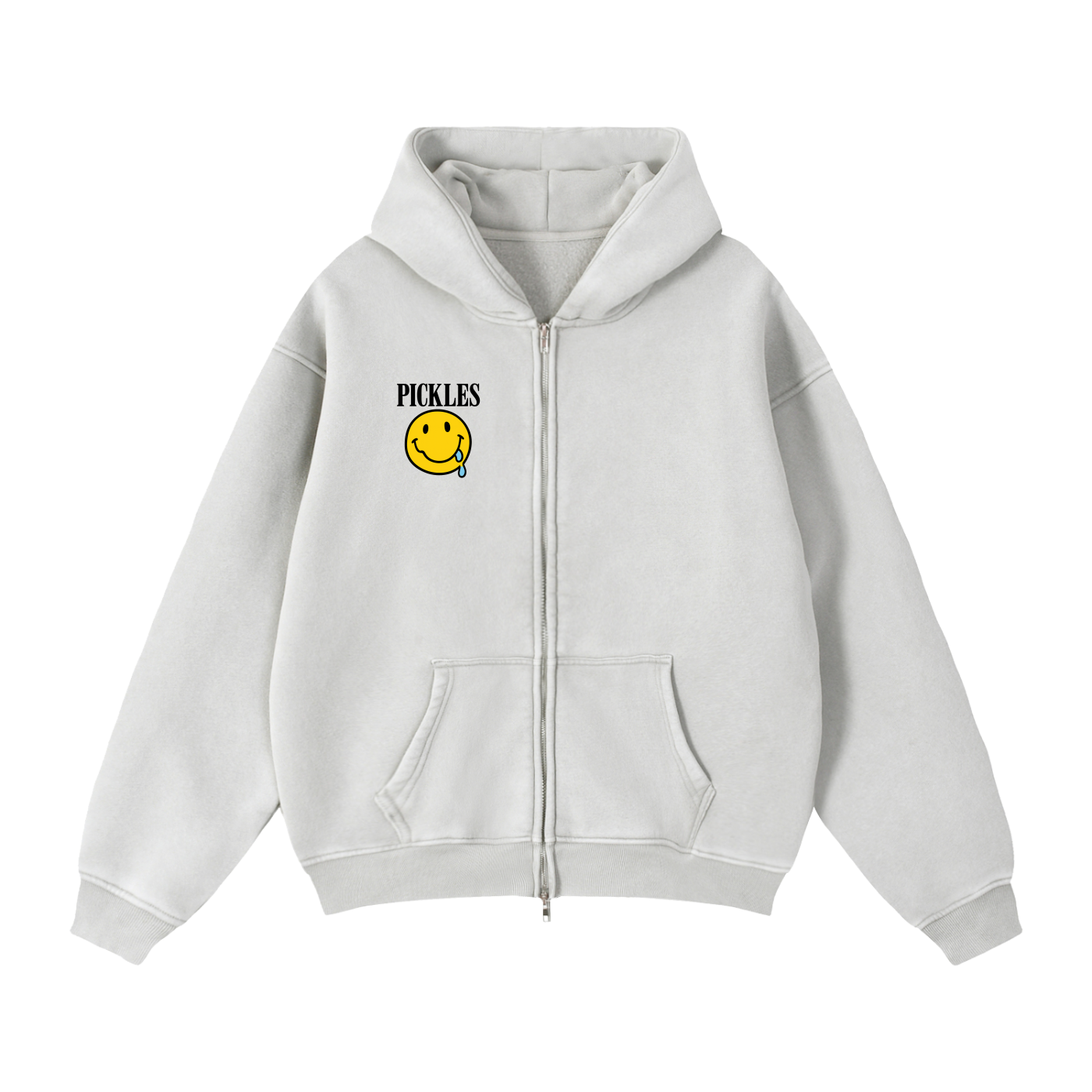 Zip-Through Boxy Fleece Hoodie | boxy fit streetwear | Pickles Apparel