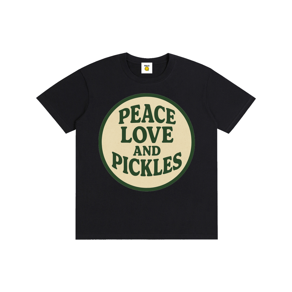 Peace Love and Pickles Pure Cotton Tee in Size Up,Runs Small | playful pickle gift | Pickles Apparel