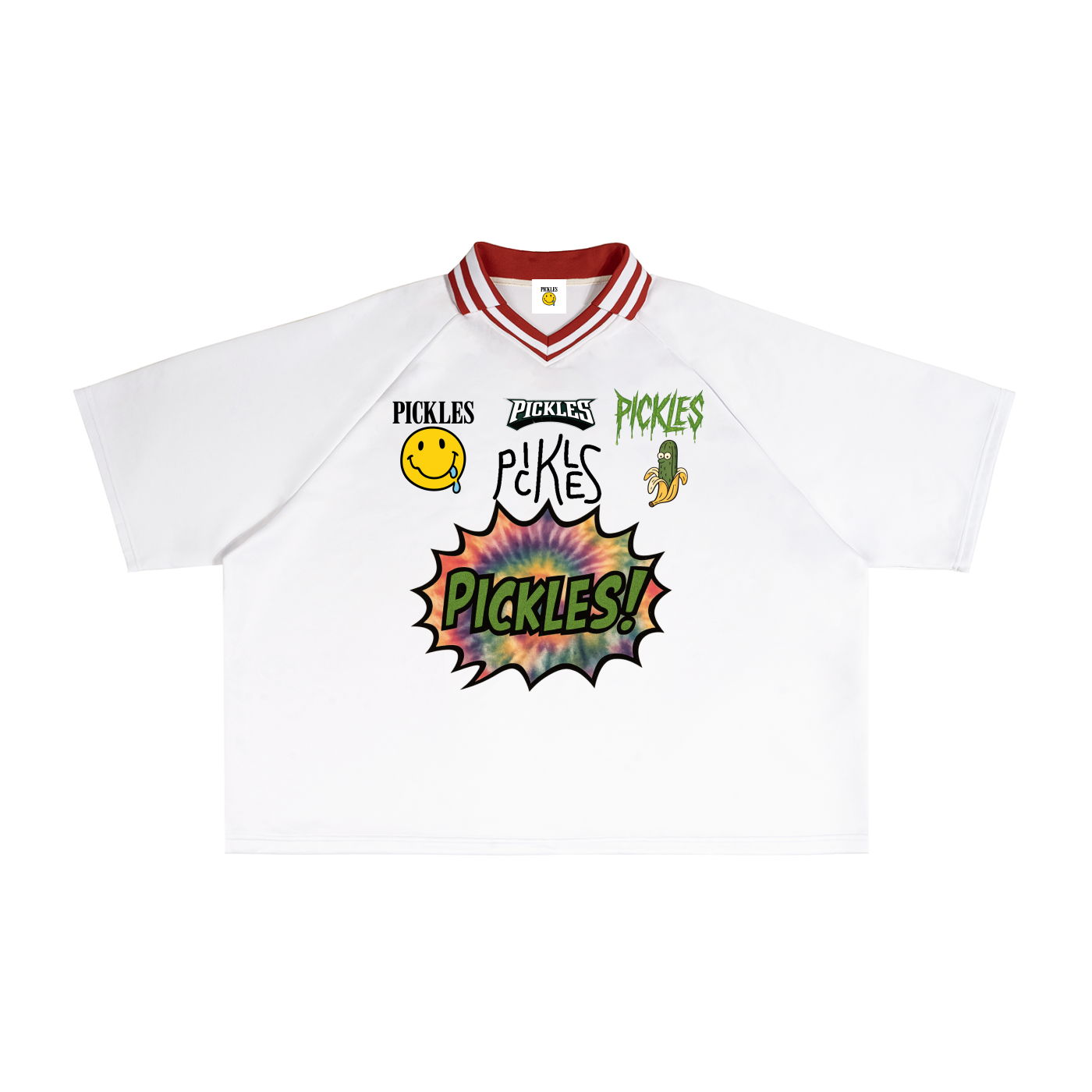 Pickles "67" Cropped Contrast Lapel Collar Boxy T-Shirt