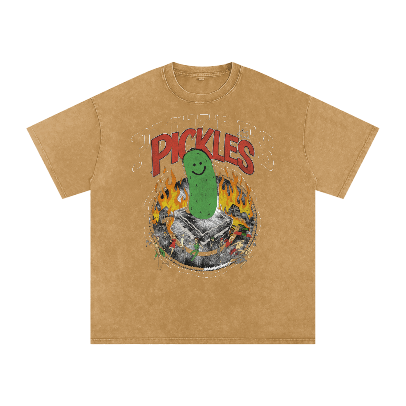 Pickles Take Over Snow Washed Oversized Cotton T-Shirt
