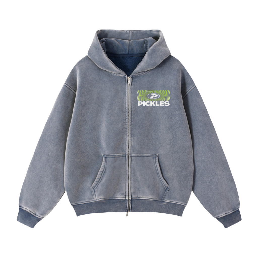 Retro P Zip-Through Boxy Fleece Hoodie | heritage lifestyle | Pickles Apparel