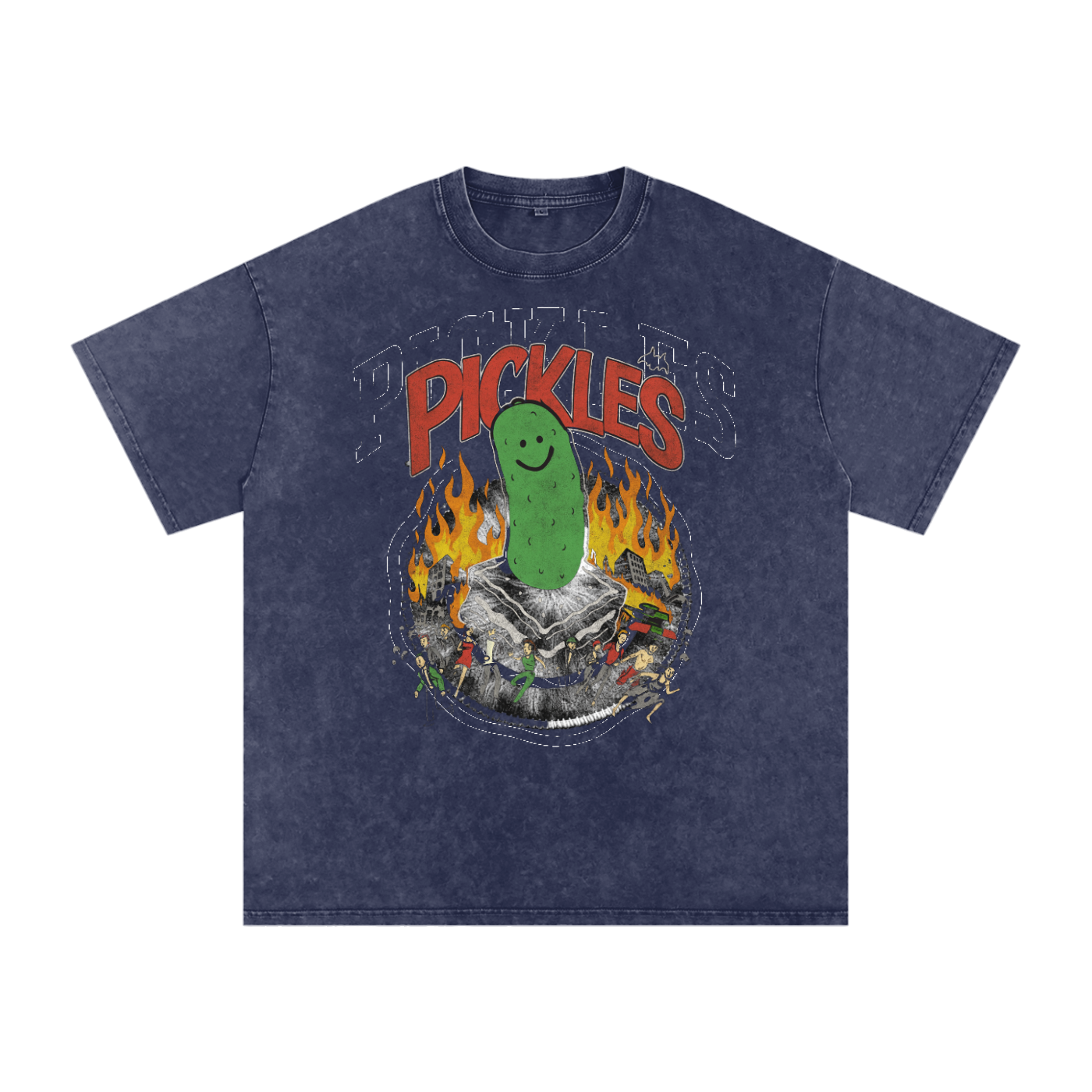 Pickles Take Over Snow Washed Oversized Cotton T-Shirt