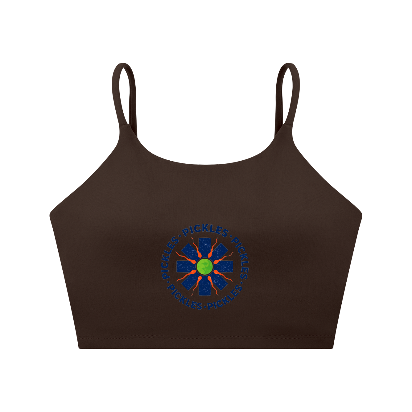Spaghetti Strap Pickle Sports Bra in Women’S | varsity sport | Pickles Apparel
