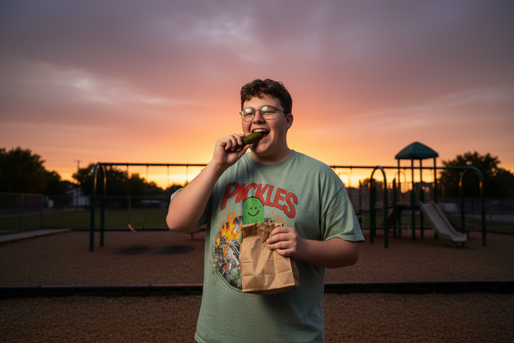 Pickles Take Over Snow Washed Oversized Cotton T-Shirt