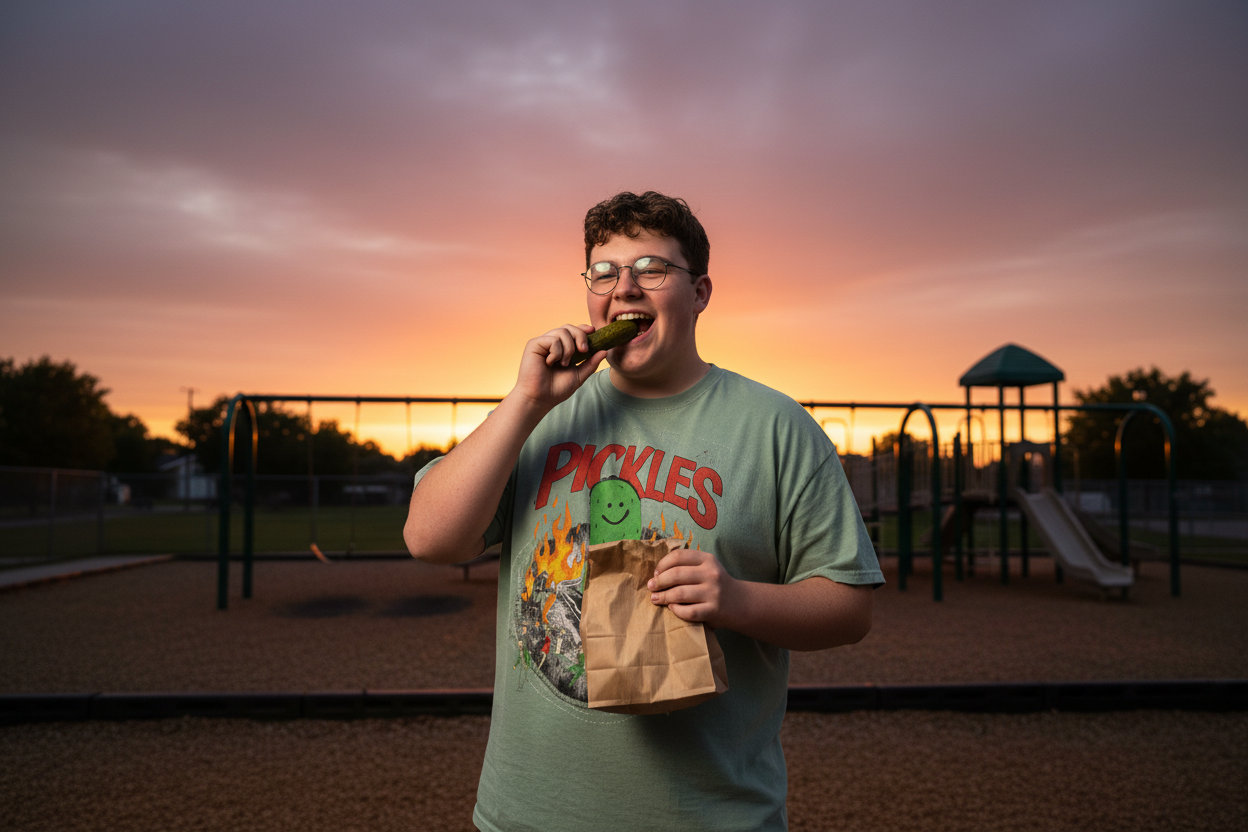 Pickles Take Over Snow Washed Oversized Cotton T-Shirt