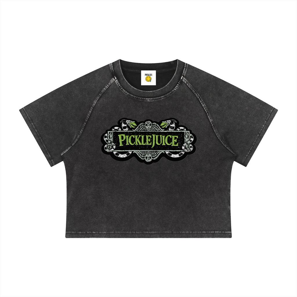 Pickle Juice Women's Mineral Wash Raglan Crop T-Shirt