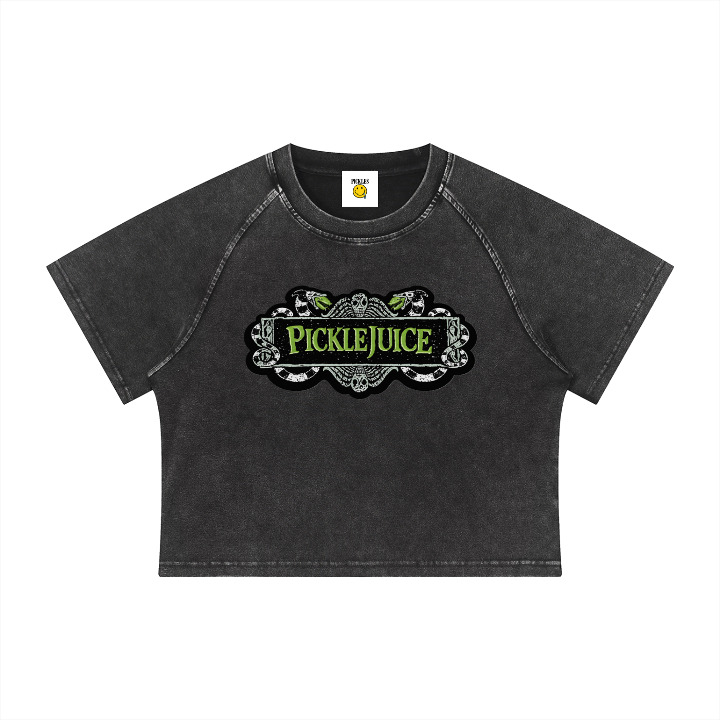Pickle Juice Women's Mineral Wash Raglan Crop T-Shirt