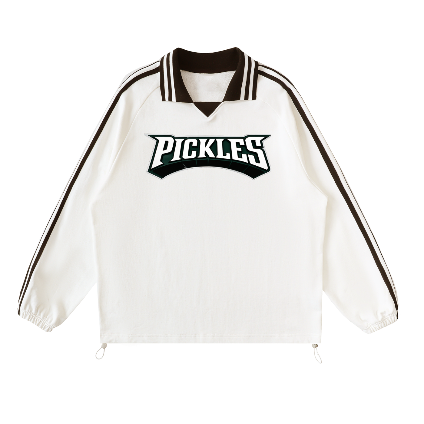 Pickles Sports Contrast Striped Lapel Collar Sweatshirt
