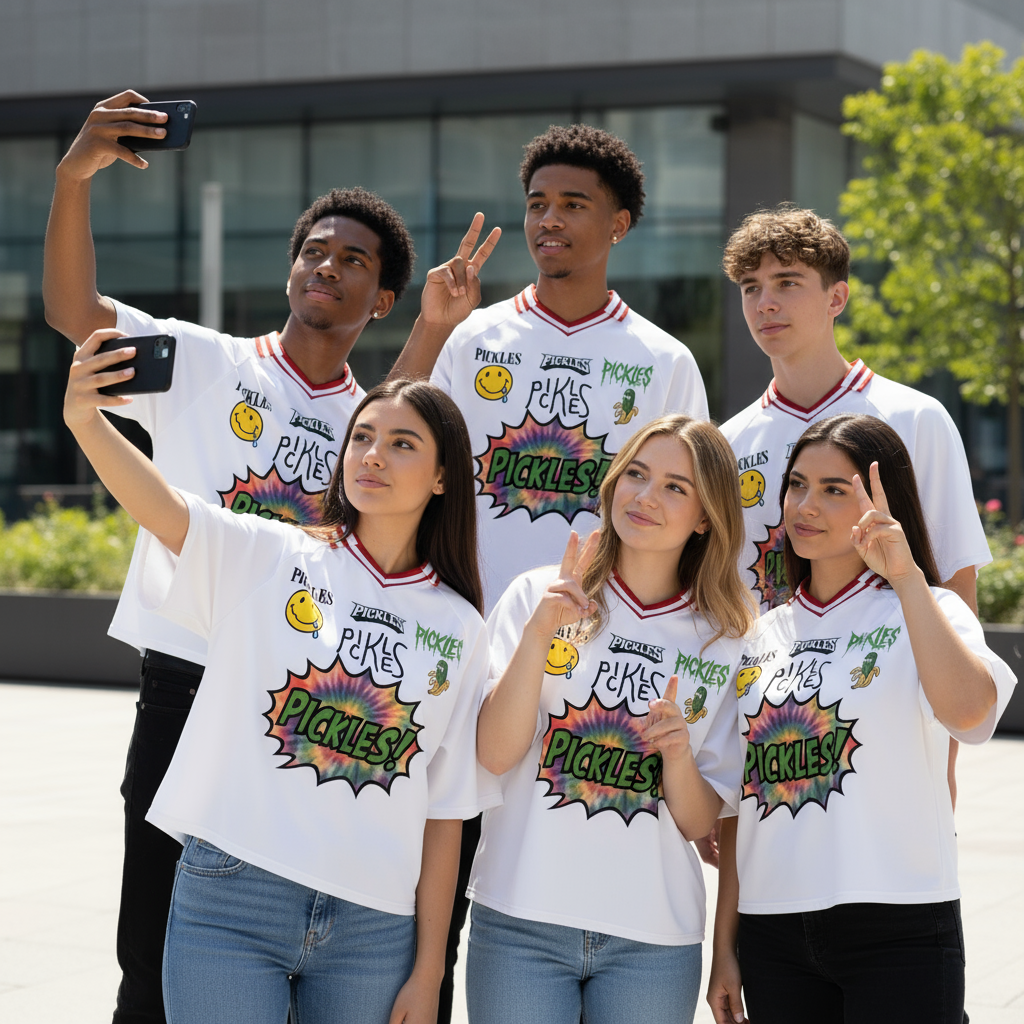 Pickles "67" Cropped Contrast Lapel Collar Boxy T-Shirt