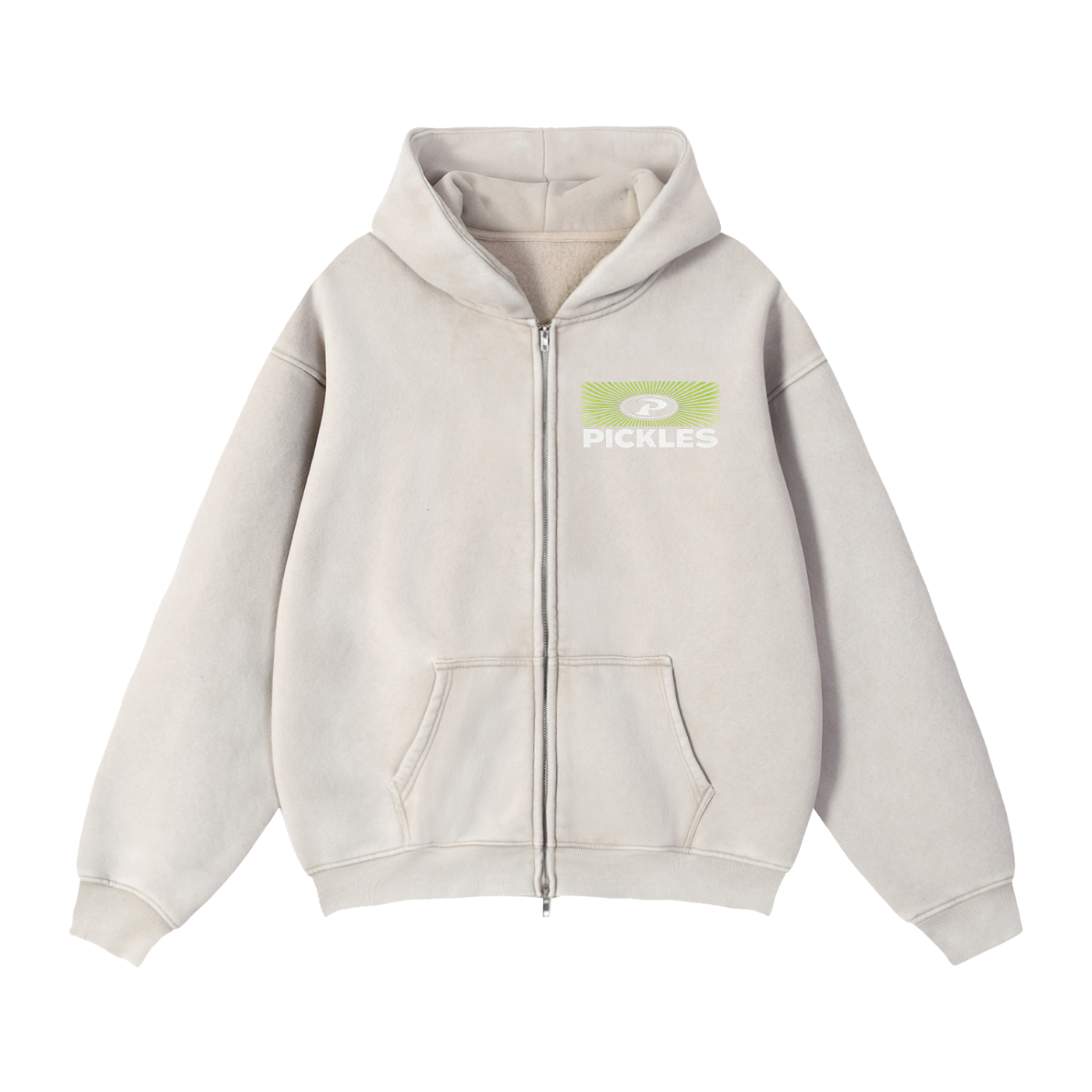 Retro P Zip-Through Boxy Fleece Hoodie | classic casual | Pickles Apparel