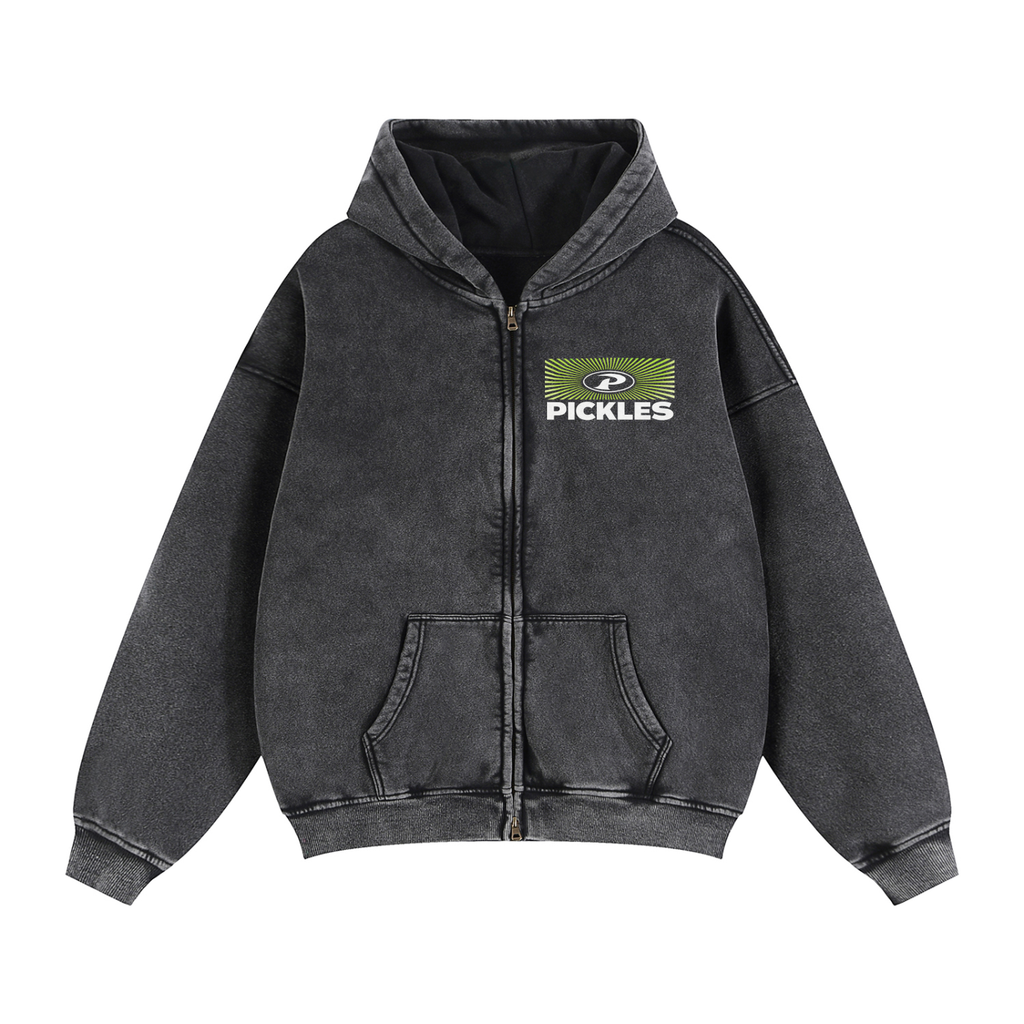 Retro P Zip-Through Boxy Fleece Hoodie | heritage lifestyle | Pickles Apparel