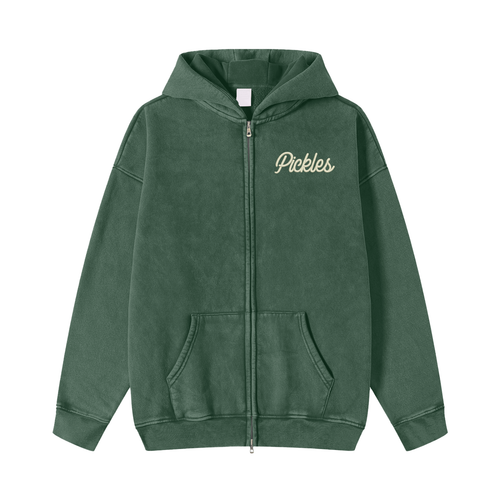 Dad Zip Snow Washed Zip-Through Fleece Hoodie | heritage lifestyle | Pickles Apparel